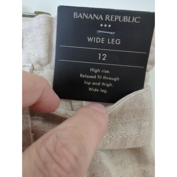 NWT Banana Republic Sz 12 Wide Leg Pleated Linen Blend Paperbag High Rise Pants - Picture 8 of 15